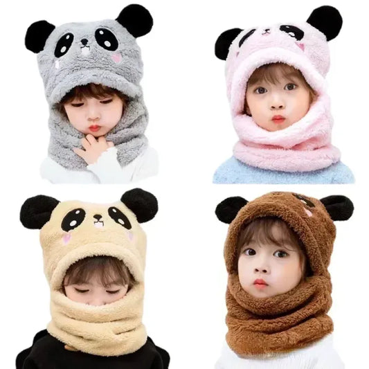 Cartoon Hat for Girls Boys Scarf Thicken Cap Winter Hat for Kids